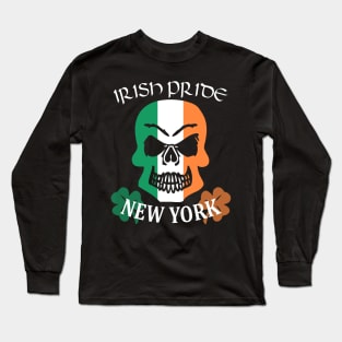 Saint Patrick's Day New York Irish American Shamrock Skull Pride Long Sleeve T-Shirt